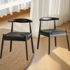 FONTOI Woven Accent Stools Set of 2, Armchair Upholstered Chair with Wood Legs for Kitchen Living Room, Black, 22"*22.8"*30.3" - 2 of 4