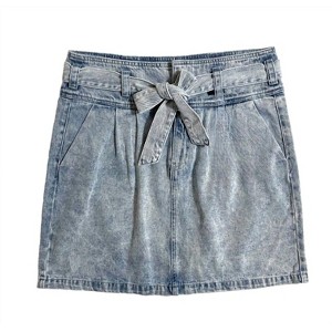 Women's Wo's Katie Denim Acid Wash Belted Retro Style Skirt - VERO MODA - 1 of 3