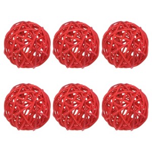 Unique Bargains Wicker Rattan Decorative DIY Crafts Balls 6 Pcs - 1 of 4