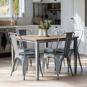 IHOMEADORE 18Inch High Gloss Silver Industrial Metal Dining Chairs set of 2 - 1 of 4