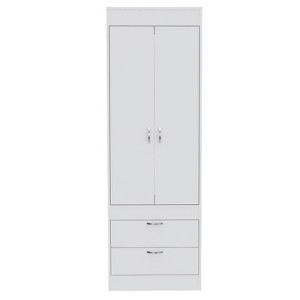 SEVOBAL Armoires with Double Doors Two Drawers Hanging Rod and Spacious Storage for Bedroom Organization, White, 23.3"*18.9"*70.4" - 1 of 4