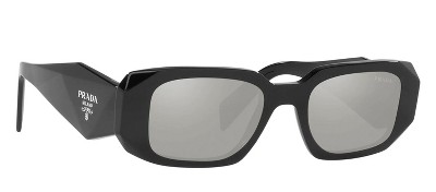 Prada PR 17WS 1AB2B0 Womens Rectangle Sunglasses Black 49mm