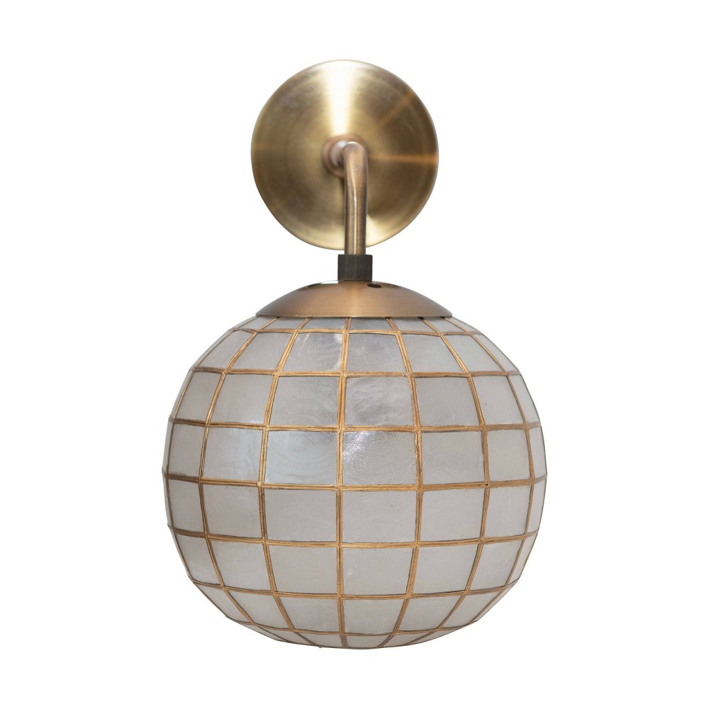 Storied Home Capiz and Metal Wall Sconce with Detail Brass