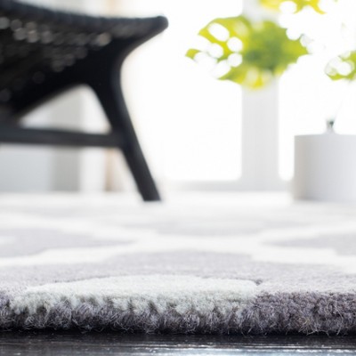 Ivory and Dark Grey Hand-Tufted Wool Area Rug