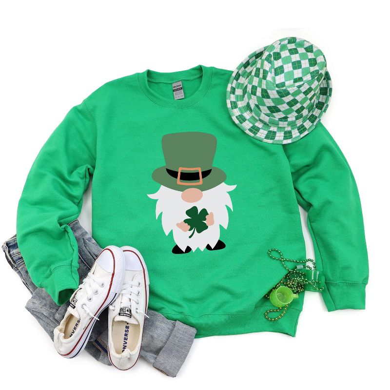 Simply Sage Market Women's Graphic Sweatshirt Clover Gnome St. Patrick's Day, 4 of 5