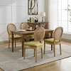 French Country Rattan Back Dining Chairs Set of 2 with Linen Seat and Carved Wood Frame for Dining Room-Cuddlewood - 3 of 4