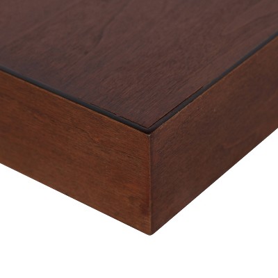 Mid-Century Modern Walnut Brown Solid Wood Floating Shelves, Set of 2