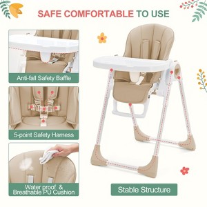 Foldable High Chair for Babies, Adjustable Toddler Chair with Removable Tray and 5-Point Harness - 1 of 4