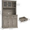 Tall Kitchen Pantry Cabinet with Doors and Shelves & Drawer Anti-Tipping Device Kitchen Hutch with Microwave Stand for Living Room, Dining Room GRAY - 3 of 4