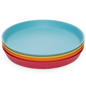 WeeSprout Bamboo Plates, Kid-Sized Bamboo Kids Plates, Dishwasher Safe Bamboo Plate for Kids, 4 pack - 1 of 4
