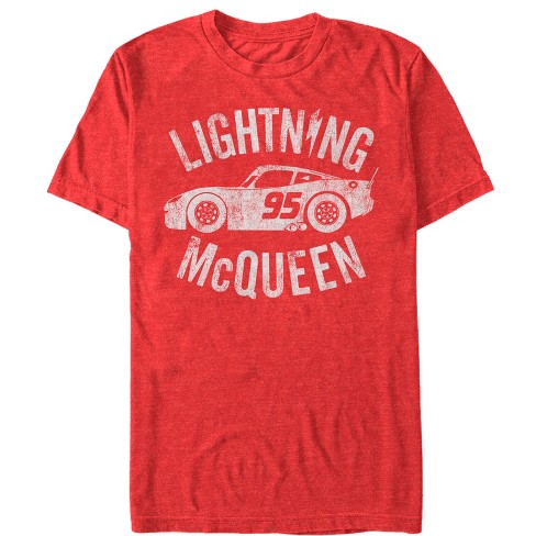 Men s Cars Lightning McQueen T Shirt Red Heather Medium