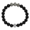 Chisel Stainless Steel Antiqued and Polished Skull Beads and Black Onyx 7.5" Stretch Bracelet - 3 of 4