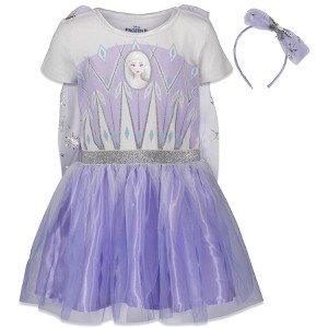 Disney Frozen Princess Anna Elsa Girls Gown and Headband Toddler to Big Kid - 1 of 4