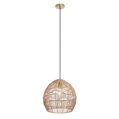 16" Bronze and Hemp LED Bowl Pendant Light