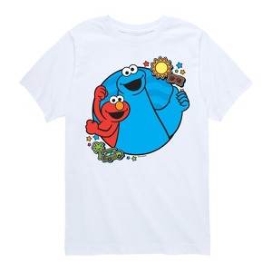 Boys' - Sesame Street - Cookie Monster And Elmo Travel Short Sleeve Graphic T-Shirt - 1 of 4