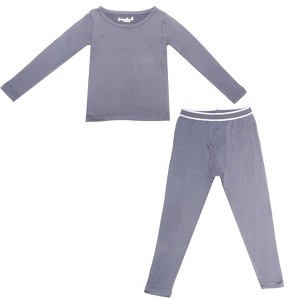 Everyday Kids Thermal Underwear Set – Long Johns Base Layer Top & Bottom, Microfleece, Moisture-Wicking, Cold Weather Wear, Dark Gray - 1 of 4