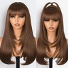Jessie's Wig 22Inch Lace Frontal Straight Wig With Bangs 5X5 Lace Brown Color 1 Pc/Pack - 3 of 4