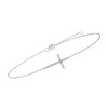Ross-Simons 14kt White Gold Sideways Cross Anklet With Diamond Accents Size 9 - 3 of 4