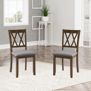 Sapphtopaz Farmhouse Simple Wooden Dining Chairs Set of 4, Side Accent Chairs Kitchen Chairs with Padded Seat for Dining Room, Kitchen - 1 of 4