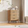 Garvee 3 Drawer Dresser, Chest of Drawers for Bedroom, Mid Century Modern Nightstand, Spacious Storage Wicker Dresser for Closet, Hallway, Natural - 2 of 4