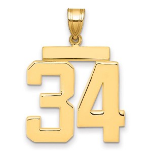 Black Bow Jewelry 14k Yellow Gold, Athletic Collection, Large Polished Number 34 Pendant - 1 of 3
