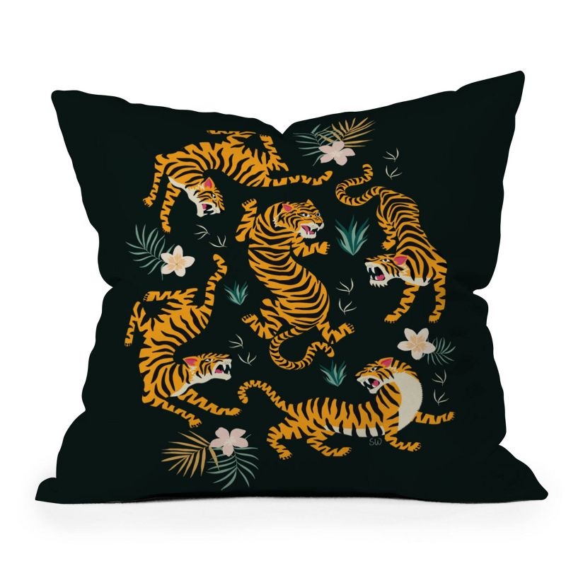 Deny Designs 20&#34;x20&#34; Oversize ThirtyOne Illustrations Tiger All Around Square Throw Pillow, 1 of 6