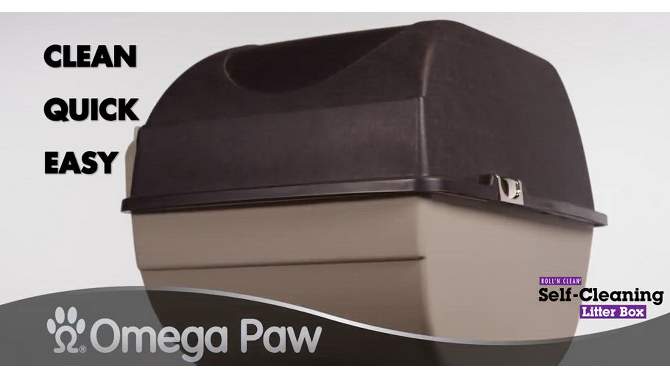 Omega Paw Elite Roll 'N Clean Self Cleaning Large-Sized Cat Litter Box with Sifting Grill and Paw Shaped Floor Protecting Non-Slip Mat, 2 of 8, play video