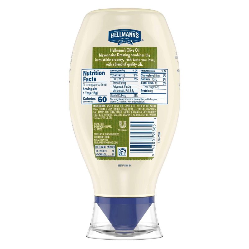 Hellmann's Mayonnaise Dressing with Olive Oil Squeeze - 20oz, 3 of 7