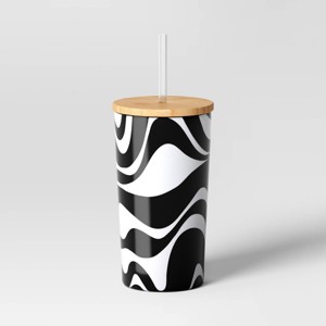 17.5 fl oz Stainless Steel Swirl Straw Tumbler with Bamboo Lid - Room Essentials™ - 1 of 3