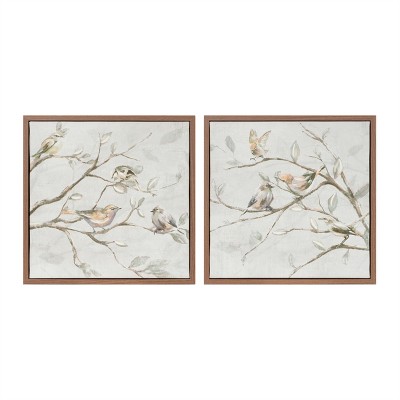 Framed Birds on Branches Canvas Art (Set of 2)