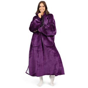 PAVILIA Wearable Blanket Hoodie Adults, Faux Shearling Cozy Oversized Hooded Sweatshirt, Warm Fleece Two Pockets - 1 of 4