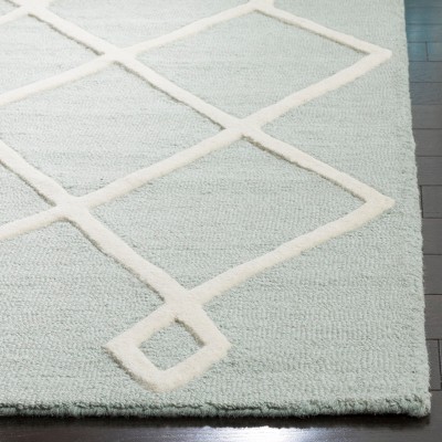 Ivory and Mint Hand-Tufted Wool Kids Area Rug 5' x 5'