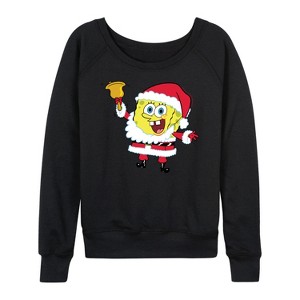 Women's - SpongeBob SquarePants - Dear Santa Lightweight French Terry Wide Neck Long Sleeve Shirt - 1 of 4