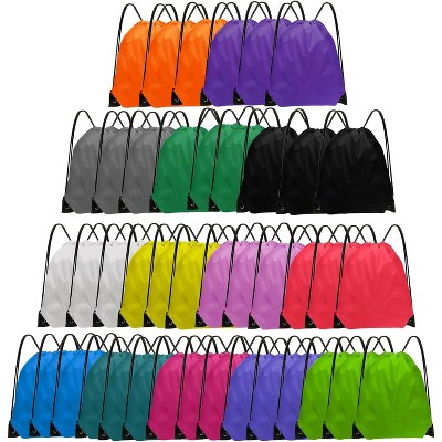 Bulk Drawstring Bags for Party Favors, Lightweight Sackpacks for Gym, School Events, Team Sports & Giveaways
