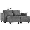 Polibi Corduroy Convertible Chaise Lounge Loveseat with USB Ports, Cup Holders, Phone Mount & Armrest Storage - 4 of 4