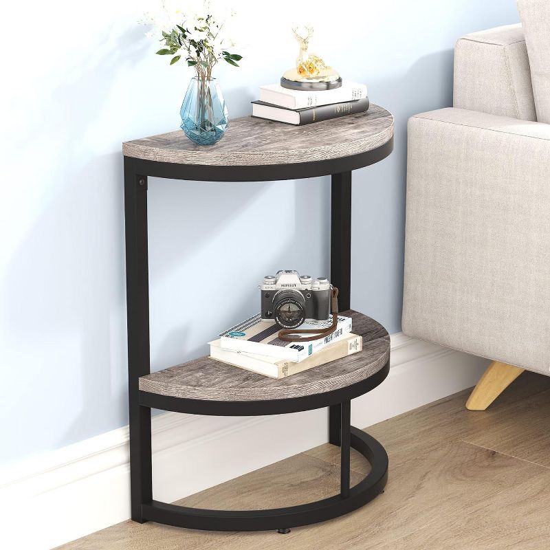 Tribesigns 2-Tier Semi Circle End Accent Table, 4 of 8