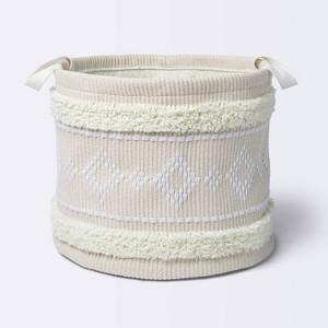 Tufted Fabric Large Round Storage Basket - Khaki and Cream - Cloud Island™ - 1 of 4