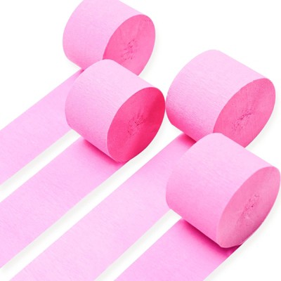 PartyWoo Crepe Paper Streamers Light Pink 4 Rolls 328 ft 1.8 Inch x 82 Ft Roll