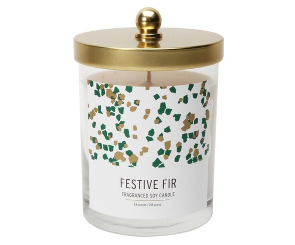 8.6oz Lidded Jar Candle Festive Fir - Soho Brights