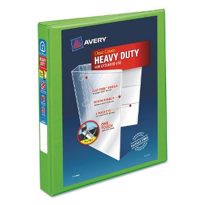 Avery Heavy-Duty View Binder with DuraHinge and One Touch EZD Rings, 3 Rings, 1" Capacity, 11 x 8.5, Chartreuse - 1 of 4