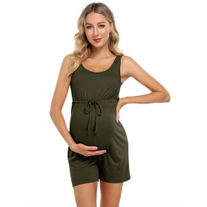 LXT-Maternity Dress Women's Scoop Neck Sleeveless Tank Top Summer Short Jumpsuit - 1 of 4