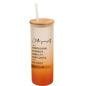 Elanze Designs Clothe Yourself Compassion Colossians Wrap-Around Design 25 Ounce Frosted Gradient Glass On-The-Go Coffee Travel Skinny Tumbler Mug - 1 of 1