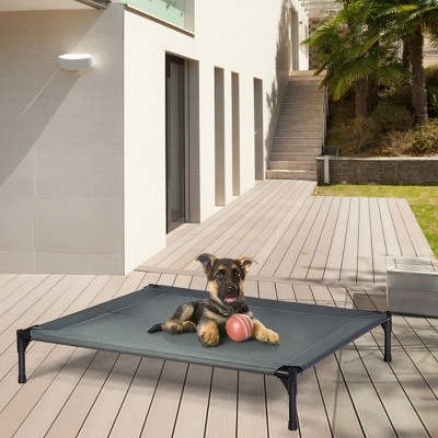 Gray Elevated Outdoor Pet Cot with Canopy Shade