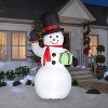 Gemmy Christmas Airblown Inflatable Snowman w/Gift Box Giant, 10 ft Tall, White - 2 of 2
