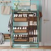Shoe Cabinet with 3 Flip-out Drawers, Rattan Freestanding Shoe Organizer with Open Shelves Side Cabinet, for Entryway, Hallway, Living Room, - 4 of 4