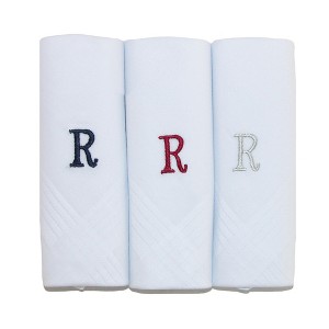 Umo Lorenzo Men's Cotton Boxed Initial Alphabet Handkerchiefs (Pack of 3) - 1 of 1