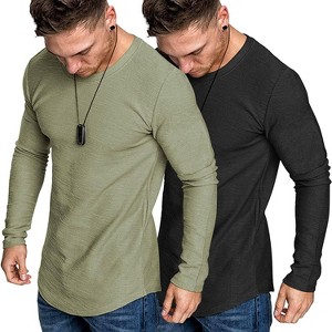 COOFANDY 2 Pack T Shirt Tee Round Neck Long Sleeve Slim Fit T-shirt - 1 of 4