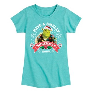 Girls' - Shrek - Have a Smelly Shrekmas Fitted Short Sleeve Graphic T-Shirt - 1 of 4