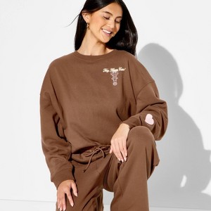 Women's Crewneck Polly Pocket Fleece Graphic Pullover Sweatshirt