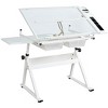 NicBex Adjustable Drafting Printing Table with Wheels,0-75°Home Office Set with 1 Desk&1 Stool,Tempered Glass,Home Workstation - 4 of 4